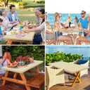 Homing Rectangle Table Cloth Cover, Waterproof Polyester Elastic Fitted Tablecloth, Fits for 8 Foot Folding Tables, Washable Table Protector for Picnic, Camping, Outdoor (Champagne, 30" x 96")