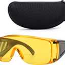 Shooting Glasses Over Eyeglasses, AntiFog Safety Glasses Over Prescription OTG (Yellow Lens)