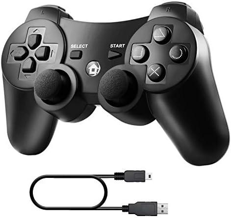 Diswoe Controller for PS-3, Wireless Bluetooth Controller Gamepad Joystick, Double Vibrating Controller for Play_station 3 (No Charger Cable)