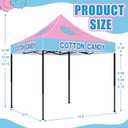 Oudain 10x10 Cotton Candy Themed Pop up Canopy Tent Commercial Canopy for Food Vendors Heavy Duty Pop up Shelter for Outdoor Catering Advertising Stand with Iron Frame and Silver Coated Fabric, 10 x 10 ft/ 3.05 x 3.05 M