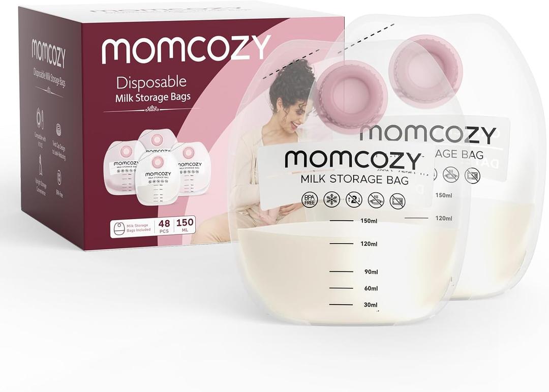 Momcozy Screw-on Breastmilk Storage Bags, 48 Ct, Holds 5 oz, Disposable & BPA Free, Original Replacement Accessories Only for Momcozy Direct-to-Bag Breast Milk Bag Combo