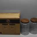 1 Gallon Glass Mason Jar with Airtight Wooden Lid, Wide Mouth Large Food Storage Container with Measurement Markings For Kitchen Pantry, Pickling, Cookies, Flour & Sugar - 2 Pack