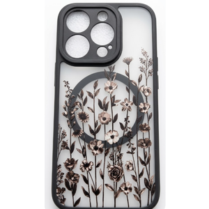 Magnetic for iPhone 13 Pro case [Compatible with MagSafe] Cute Fashion Floral Translucent Matte Hard Back Shockproof Anti-Scratch Phone Case- Flowers