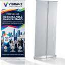 Retractable Banner Stand Base Only 33"x79", Heavy Duty Metal Roll Up Banner Stand Replacement Hardware, Portable Pull Up Banner Display Stand for Trade Show Event, No Print