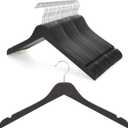 TOPIA HANGER Black Wooden Hangers 30 Pack, 0.28-inch Thick Slim Wood Clothes Hanger with Flat Design and Smooth Notches, Lightweight Space Saving Hangers for Shirt, Coat, Camisole-CT31B