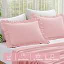 KKJIAF Ruffle Pillow Cases Standard Size Set of 2, Ruffled Pillow Covers with Envelope Closure, Wrinkle Resistant Pillowcases 20" x 26", Ruffled Pillow Shams, Light Pink