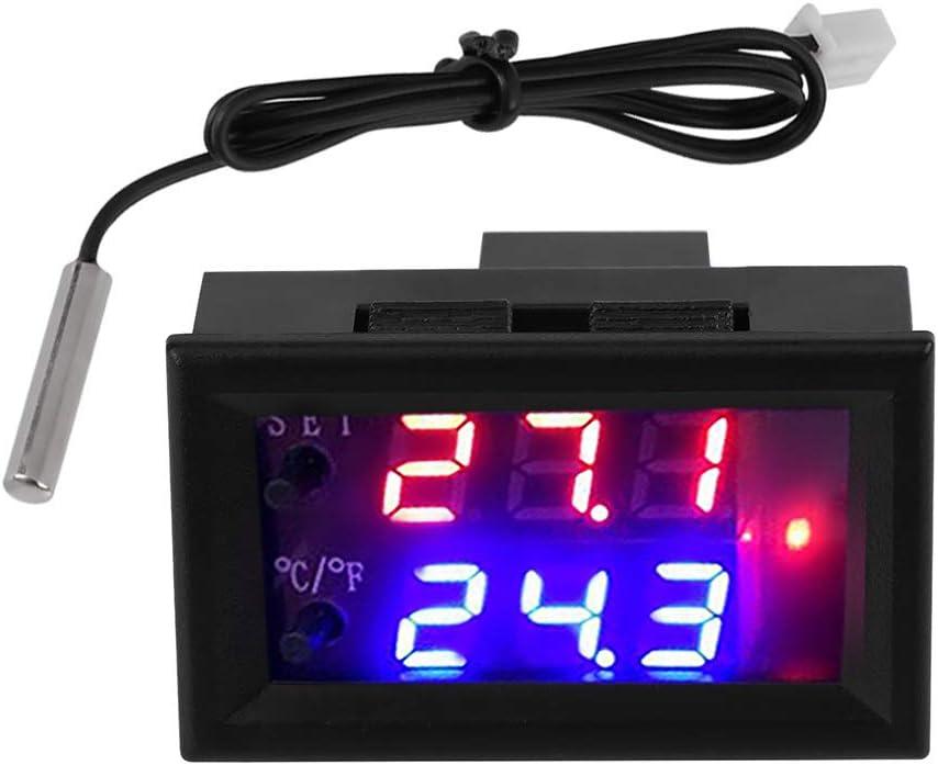 Keenso Digital Display Microcomputer Thermostat, Temperature Controller Switch with Sensor DC12V for Home Heating, Cooling, and Pet Habitats