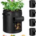 VIVOSUN 5-Pack 10 Gallon Potato Grow Bags for Growing Potatoes, Fabric Potato Pots with Handle and Roll-up Window, Potato Growing Containers Potato Planter Potato Planter for Growing Potatoes, Black