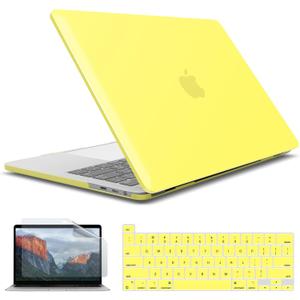 IBENZER Compatible with 2025 2024 M2 MacBook Pro 13 Inch Case 2025-2016 M1 A2338 A2289 A2251 A2159 A1989 A1706 A1708, Hardshell Case&Keyboard Cover&Screen Film for MacPro 13, Yellow, T13YW+2