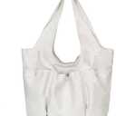 Herald Vegan Leather Large Hobo Bags for Women, Slouchy Shoulder Bag Tote Handbag Purses with Multi-Pocket (White)