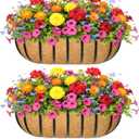 Window Box Railing Planter with Coco Liner 2 Pack 30 Inch Metal Hanging Flower Planter Deck Railing Planters Boxes for Balcony Outdoor Plants Fence Porch Patio