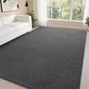 DweIke 4x6 Dark Gray Rugs for Bedroom Living Room, Soft Fluffy Washable Low Pile Solid Color Rug, Non-Slip Throw Carpets for Kids Boys Girls Dorms Nursery Classroom Home Decor