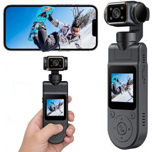 1080P Portable Pocket Action Camera with Rotatable Lens, Mini Body Cam with Audio and Video Recording, Handheld Vlog Camera for Outdoor Sports, Cycling, Travel Vlogging Gimbal Camera