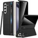 Maxdara for Z Fold 5 Case with S Pen Holder, with [Privacy Screen Protector] [Hidden Foldable Kickstand] Hard PC Shockproof Slim Phone Cover for Galaxy Z Fold 5 5G, Black (Privacy Screen)
