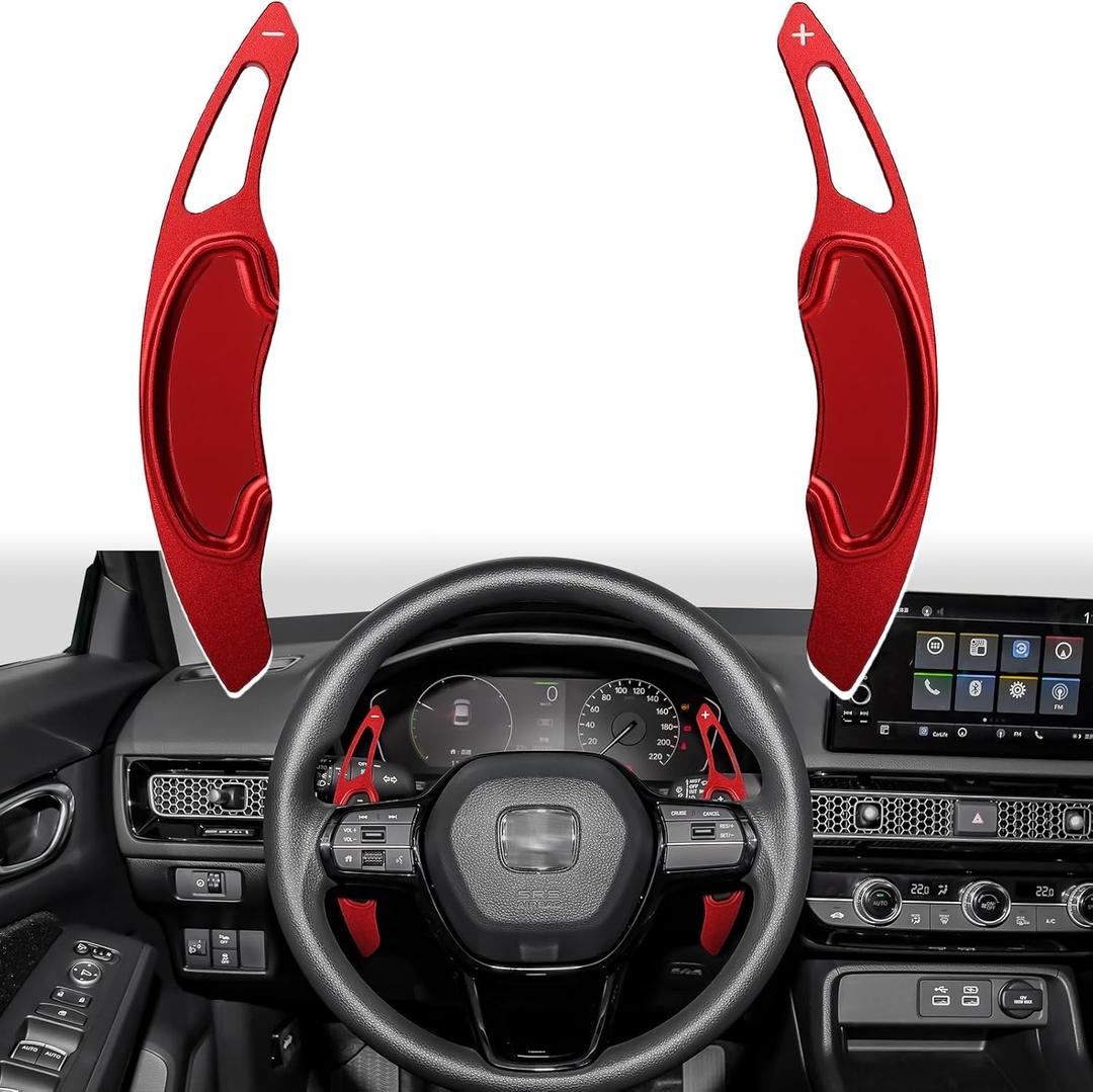 Thenice Compatible with Honda Civic Aluminium Alloy Paddle Shifters Paddle Shift Extension for 11th Gen Civic 2022-2026, Accord/CR-V 2023-2026 (Red)