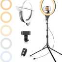 Eicaus 14'' Foldable Ring Light with 67'' Tall Phone Tripod, Selfie Light with Remote for Video Recording, Live Streaming, Makeup, TIK Tok, Big Ringlight with Tripod for iPhone, Android, Camera