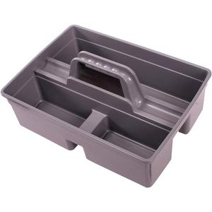 Jiaan Plastic Storage Tray Tote- Versatile Multiuse Caddy with Attached Portable Handle to Organize and Carry Tools 14.9 10.8 4.5 inch High Capacity (Gray)