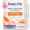 The Honey Pot Company - Multipack -100% Organic Cotton Core Tampons w/Bio Plastic Applicator - Regular & Super Absorbency - Unscented - Feminine Care - 54 Count (3 Packs of 18)