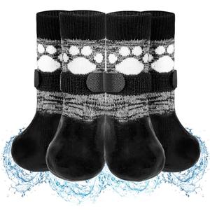 SCENEREAL Anti Slip Dog Boots & Shoes for Hot/Cold Pavement to Prevent Licking, Waterproof Dog Socks Paw Protectors for Small Medium Large Dogs, Traction Control on Hardwood Floor for Senior Dog, M 6ct