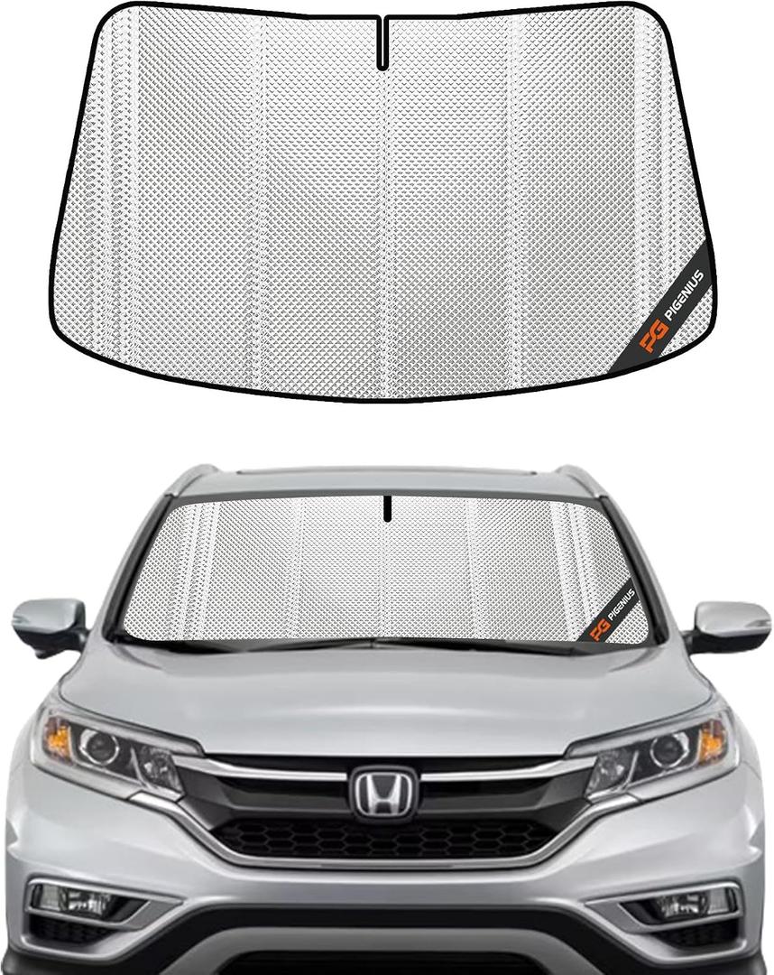 Pigenius Windshield Sun Shade for Honda CRV 2012-2016. Full Coverage Rearview Mirror Shade for Ultimate Protection