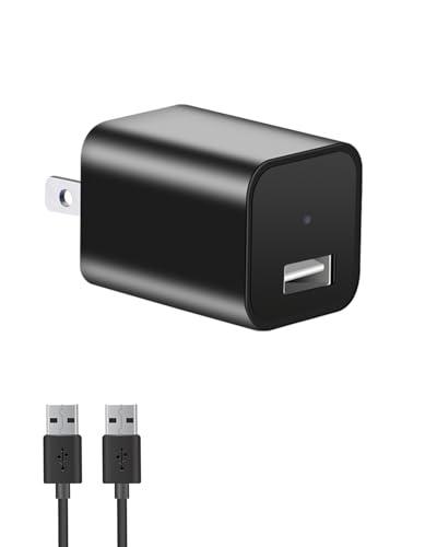 1080P Mini USB Charger Camera, Mini Security Nanny Cam with Motion Detection Small Wall Charger Secret Cameras with Loop Recording for Home Security Surveillance Video Cameras No WiFi Needed No Audio