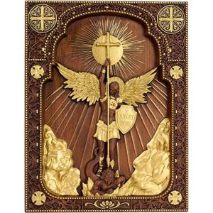 Archangel Michael Wall Decor Religious Handmade Wooden Wall Art Plaque 14 Inch