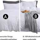 AveLom Seersucker Stripe Duvet Cover Full (80 x 90 Inches), 3 Pieces (1 Duvet Cover + 2 Pillow Cases) White Zipper Closure Corner Ties Soft Washed Microfiber Duvet Cover for Men,Women