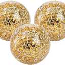 TOPZEA 3 Pack 4 Inch Gold Mosaic Glass Orbs, Decorative Balls Mosaic Spheres for Vase Fillers, Dinning & Coffee Table Centerpieces, Bowl Decor, Home & Christmas Decorations