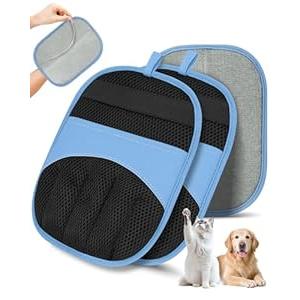 2 Pack Pet Hair Removal Glove - Electrostatic Magic Brush Gloves Pet Hair for Dogs and Cats, The Magic Brush Pure Path Yomi Pet Grooming Needs, Fur Remover for Furniture, Clothes, Car Seats (Blue)