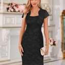 GRACE KARIN Cocktail Dress for Women Cap Sleeve Lace Dress for Wedding Guest Business Casual Dresses (Black, S)