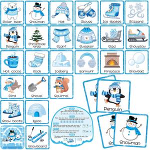 Containlol 48 Pcs Winter Memory Matching Games Winter Matching Cards Holiday Memory Game Concentration Cards for Christmas Educational Gifts Family School Supplies