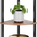 VIMBER Corner Shelf, 5-Tier Corner Bookshelf, Industrial Corner Ladder Shelf, Rustic Display Shelf for Living Room, Bedroom, Kitchen, Home Office, Rustic Brown and Black UJSJ001H