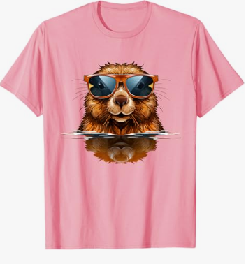 Pretty Sunglasses Animals for Beavers Costume Boys and Girls T-Shirt Pink Small