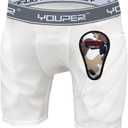 Youper Boys Youth Padded Sliding Shorts with Soft Protective Athletic Cup for Baseball, Football, Lacrosse (X-Small, White Grey)