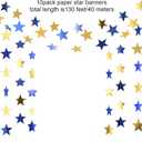 Patelai Glitter Star Garland Banner 2026 Graduation Decor 130 Feet Star Hanging Banner Twinkle Backdrop for Party Birthday Classroom Wedding Supplies(Blue, Gold)