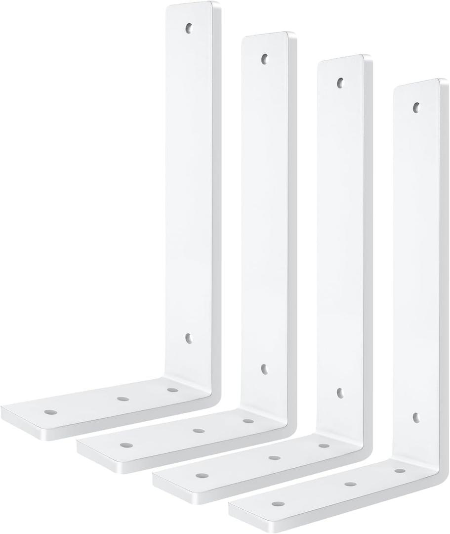 White Floating Shelf Bracket 14 Inch, 4 Pack Heavy Duty Shelf Brackets, Wall Shelf Bracket for DIY Decorative with Mounting Hardware (L 14" x H 6" x W1.5")