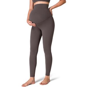 Colorfulkoala Womens Dreamlux Maternity Leggings Over The Belly 25" / 28" Inseam Soft Workout Activewear Yoga Pregnancy Pants (Brown, XS)