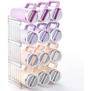 Large Tumbler Organizer for Stanley Cup 40 oz, Patented Kitchen Pantry Organizers and Storage for Stanley Cup Accessories, Stackable Water Bottle Organizer Holder Gifts 4 Pack Large-12-Bottle