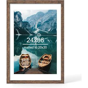 Hongkee 24x36 Picture Frame, Rustic Brown Wood Style, Wall Mounting