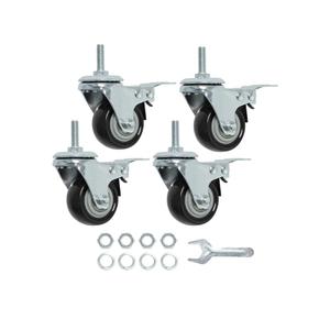Finnhomy Stem Caster Wheels 2 Inch Heavy Duty Threaded Swivel Casters 1/4" - 20 x 1 with Brake Set of 4 for Wire Shelve Wheel Anti-wear Smooth Casters, Black