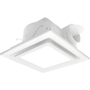 Bathroom Exhaust Fan with Light,9.8 in Panel,6000K 12W Square LED,117CFM 0.7 Sones 4 Inches Duct 115V,Quiet Bathroom Ventilation Exhaust Fan for Shower/Restroom/Office/Home (6000K LED)