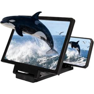 12" Big Screen Phone Magnifier,Screen Magnifier for Cellphone,3D HD Foldable Design Screen Magnifier Version,for Movies,Videos, Gaming, Portable Phone Stand Amplifie (Black)