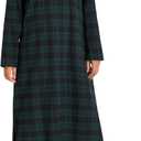 Esenchel Women's Plus Size Long Cotton Flannel Nightgown (4X-Large Plus, Green & Black)