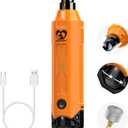 Casfuy 6-Speed Dog Nail Grinder - Newest Enhanced Pet Nail Grinder Super Quiet Rechargeable Electric Dog Nail Trimmer Painless Paws Grooming & Smoothing Tool for Large Medium Small Dogs (Orange)