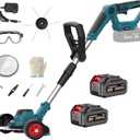 Electric Weed Wacker with Wheel Brushless Cordless Weed Eater Battery Powered| 60 Minute Battery Life | Silent Design, One Click Start | Suitable for Small and Medium-Sized Lawns