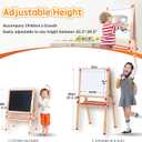 Wooden Adjustable Easel for Kids, Quick-Fold Kids Easel with Paper Roll&Accessories, Double Sided Painting Easels for Toddlers 3,4,5,6,7,8,9,10 Years, Perfect Painting Gifts&Supplies for Boys&Girls