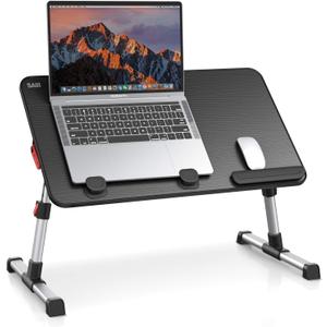 Laptop Desk Table, SAIJI Adjustable Laptop Stand, Portable Lap Desks with Foldable Legs, Notebook Standing Breakfast Tray Reading Desk for Sofa Couch Bed Floor (Black,Medium Size) (20.5*11.8 inches, Black)