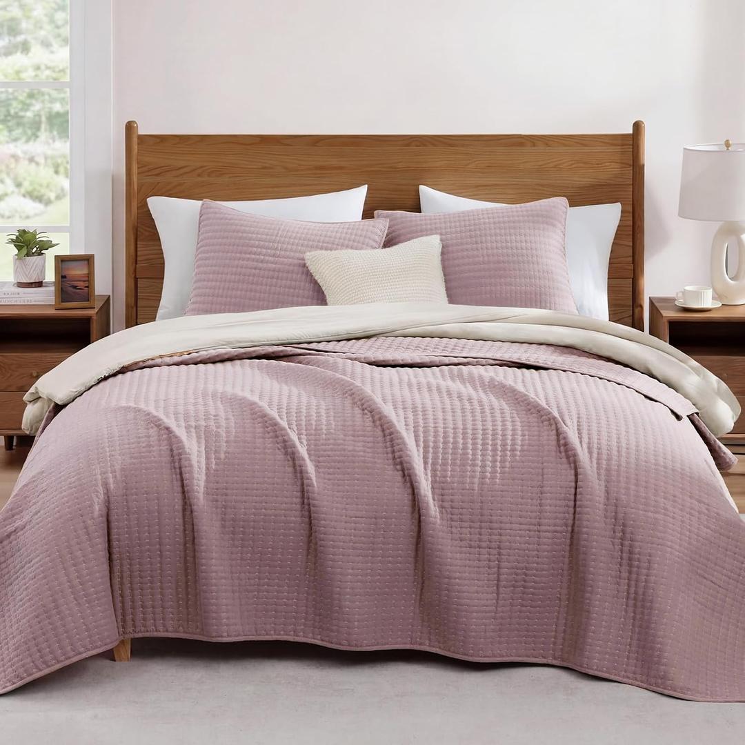 King Size Quilt-Lightweight Bedspreads Dusty Mauve King Quilt Bedding Set