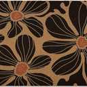 Boho Floral Door Mat, Black Coir Doormat, Flower Welcome Front Door Mat Indoor Outdoor Entrance for Camper, Botanical Rustic Artificial Doormat Rugs for Porch Entry Patio Kitchen 30x17in