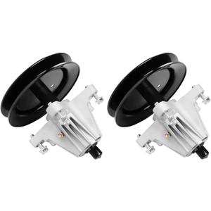 AEagle Spindle Pulley Assembly 918-04822A 918-04822B 04822 618-04822 918-04889 for Troy Bilt MTD Cub Cadet 42 Inch Deck, Tapped Bolt and Zerk Fitting, 2 Pack